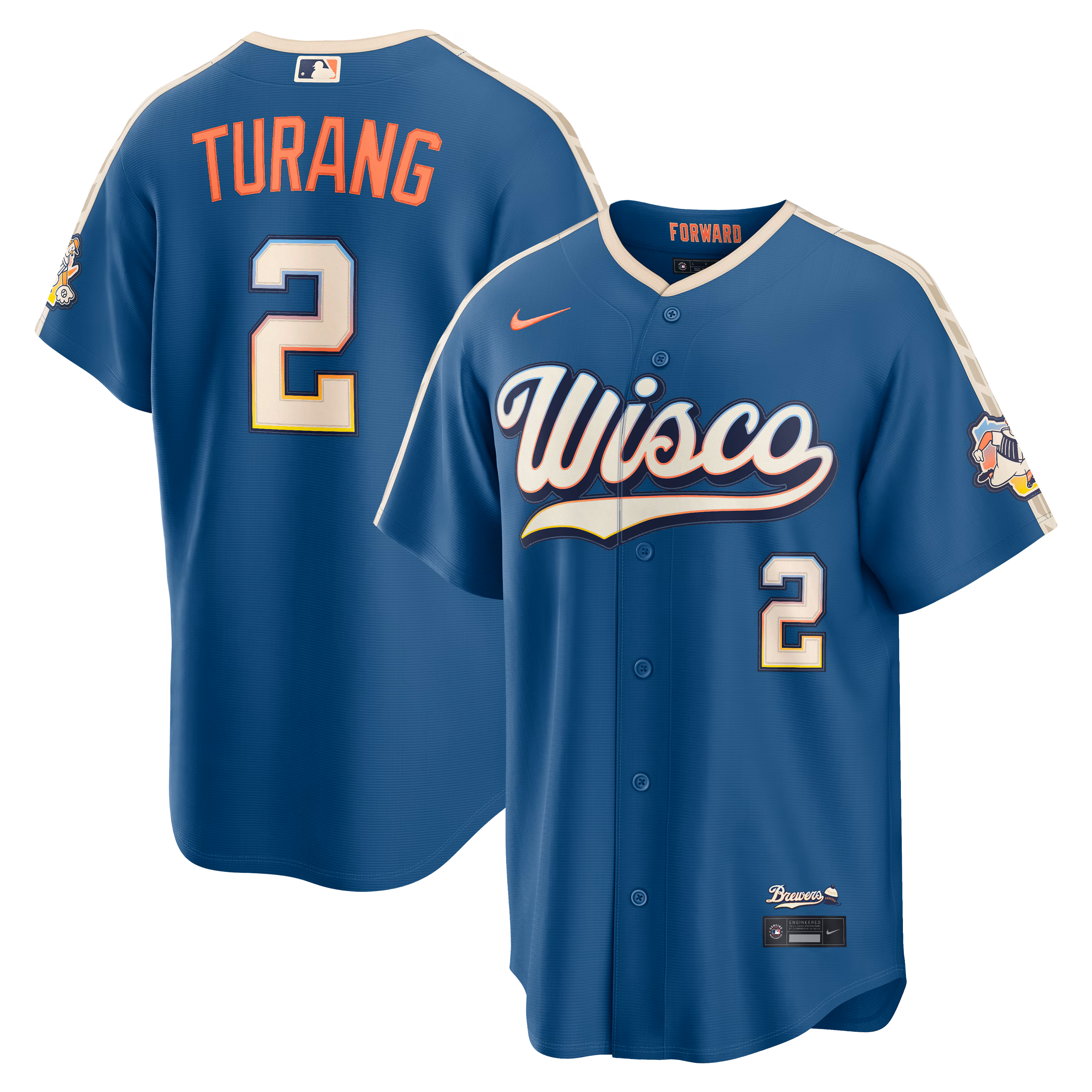 Milwaukee Brewers Brice Turang #2 Mineral Blue 2026 City Connect Stadium Jersey