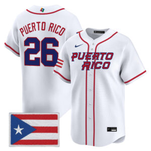 Puerto Rico #26 Puerto Rico Baseball 2026 World Baseball Classic Vapor Premier Jersey - White