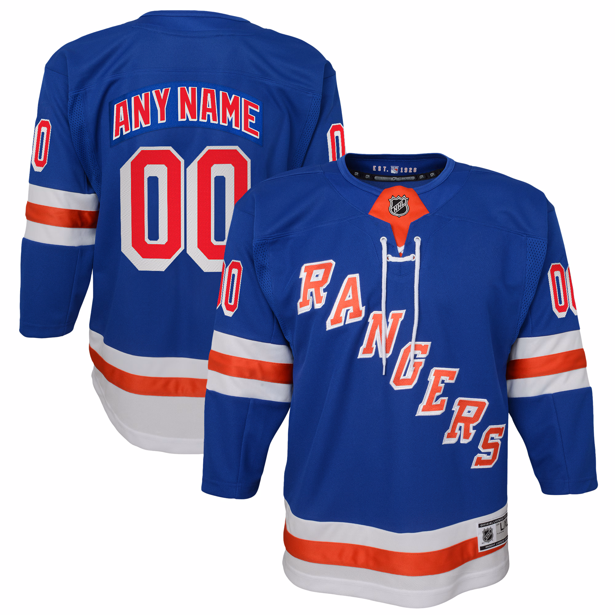 Youth New York Rangers Blue Home Premier Custom #00 Jersey