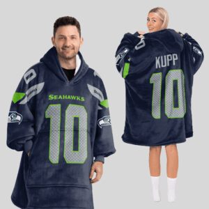Adult 10 Seattle Football Unisex Blanket Hoodie
