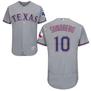 Texas Rangers #10 Jim Sundberg Grey Flexbase Collection Stitched Jersey