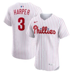 Philadelphia Phillies Bryce Harper #3 White Home Elite Jersey