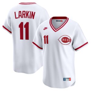 Cincinnati Reds Barry Larkin #11 White Throwback Cooperstown Collection Limited Jersey