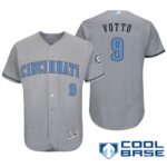 Cincinnati Reds #9 Joey Votto Gray Majestic Fashion 2016 Father's Day Cool Base Jersey