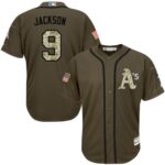Oakland Athletics #9 Reggie Jackson Green Salute to Service Stitched Jersey