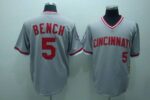 Mitchell And Ness Cincinnati Reds #5 Johnny Bench Stitched Grey Throwback Jersey