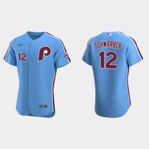 Men's Philadelphia Phillies #12 Kyle Schwarber Light Blue Alternate Flex Base Jersey