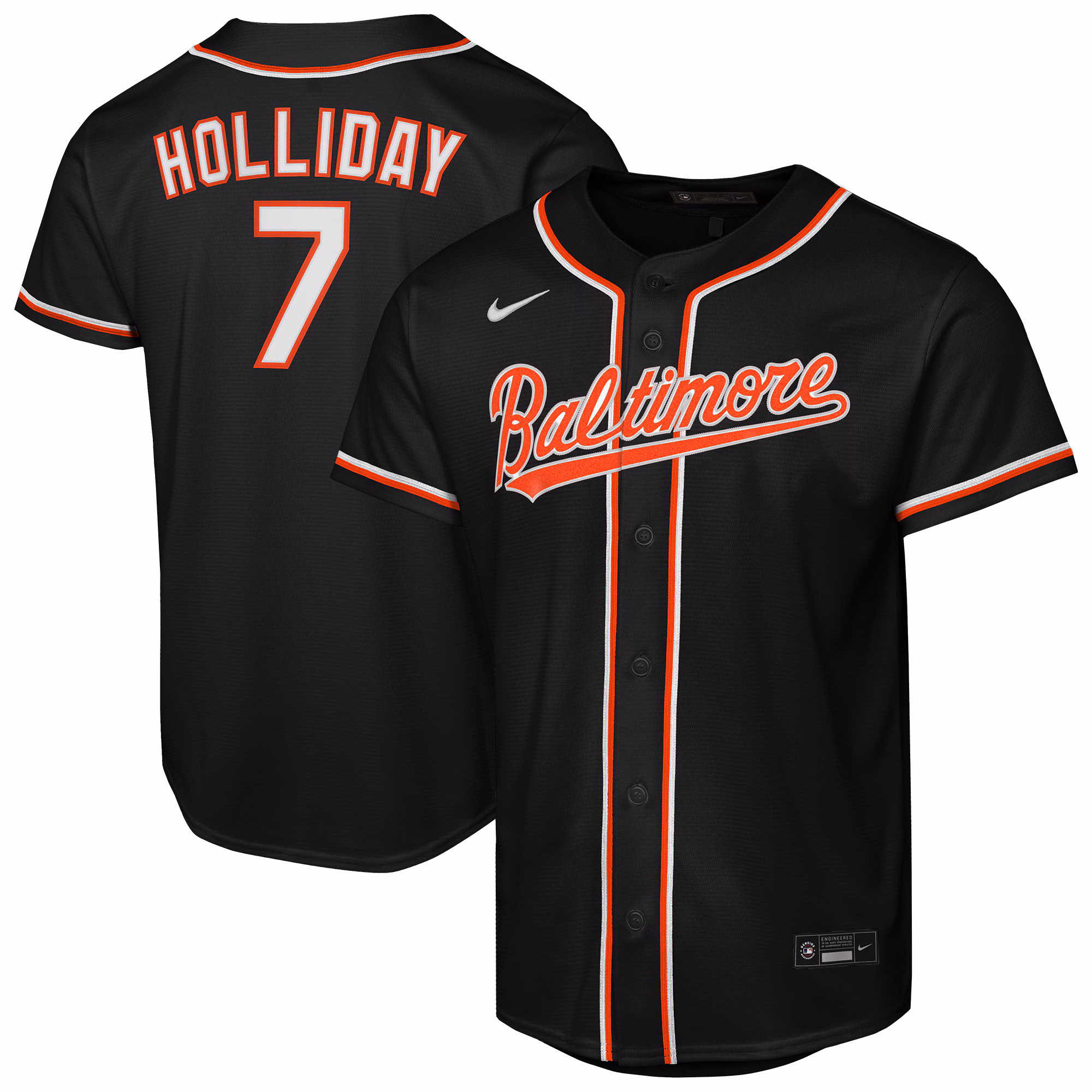 Youth Baltimore Orioles Jackson Holliday #7 Black Fashion Replica Player Jersey