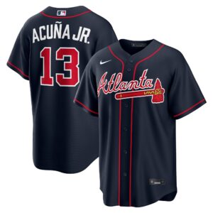 Atlanta Braves Ronald Acuña Jr. #13 Navy Alternate Replica Jersey