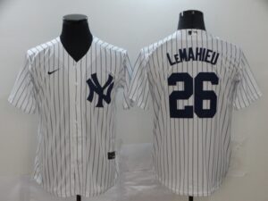 Men's New York Yankees #26 DJ LeMahieu White Home No Name Stitched Cool Base  Jersey