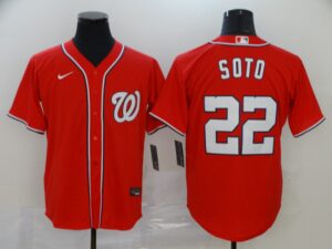 Men's Washington Nationals #22 Juan Soto Red Stitched Cool Base  Jersey