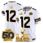 Th Fan #12 Seattle Seahawks Super Bowl LX Gold Patch Game Jersey - All Stitched