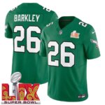 Men’s #26 Saquon Barkley Kelly Green Super Bowl LIX Fashion Game Player Jersey