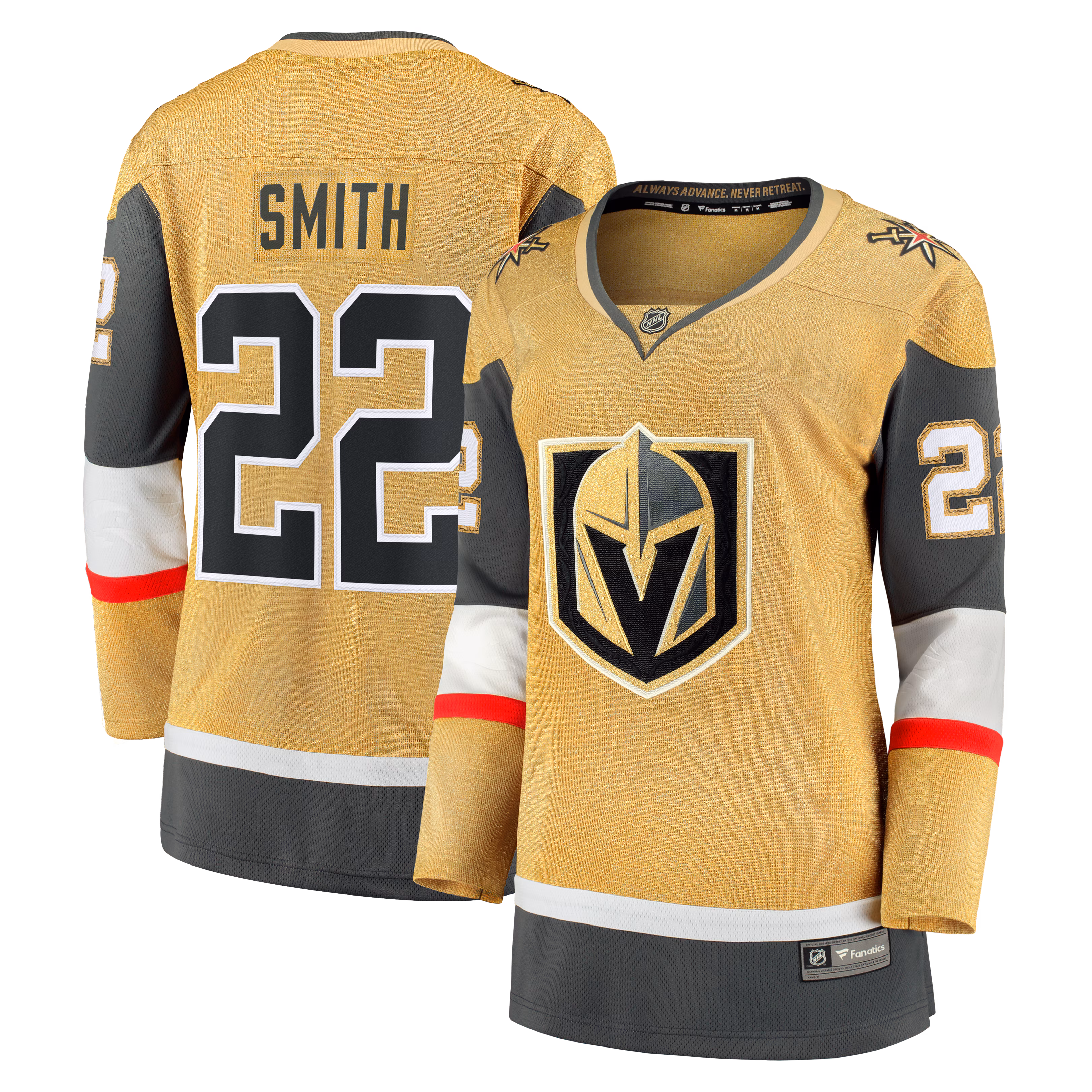 Women's Vegas Golden Knights Cole Smith #22 Fanatics Gold Home Breakaway Jersey