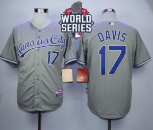 Kansas City Royals #17 Wade Davis Grey Cool Base W/2015 World Series Patch Stitched Jersey