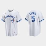 Men's Toronto Blue Jays #5 Santiago Espinal White Cooperstown Collection Jersey