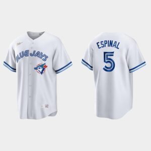 Men's Toronto Blue Jays #5 Santiago Espinal White Cooperstown Collection Jersey