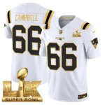 Will Campbell #66 New England Patriots Super Bowl LX Gold Patch Vapor Limited Game Jersey - All Stitched
