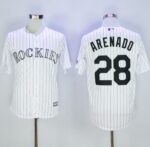 Colorado Rockies #28 Nolan Arenado White Strip New Cool Base Stitched Jersey