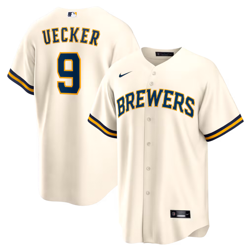 Bob Uecker #9 Milwaukee Brewers Home Retired Player Replica Jersey