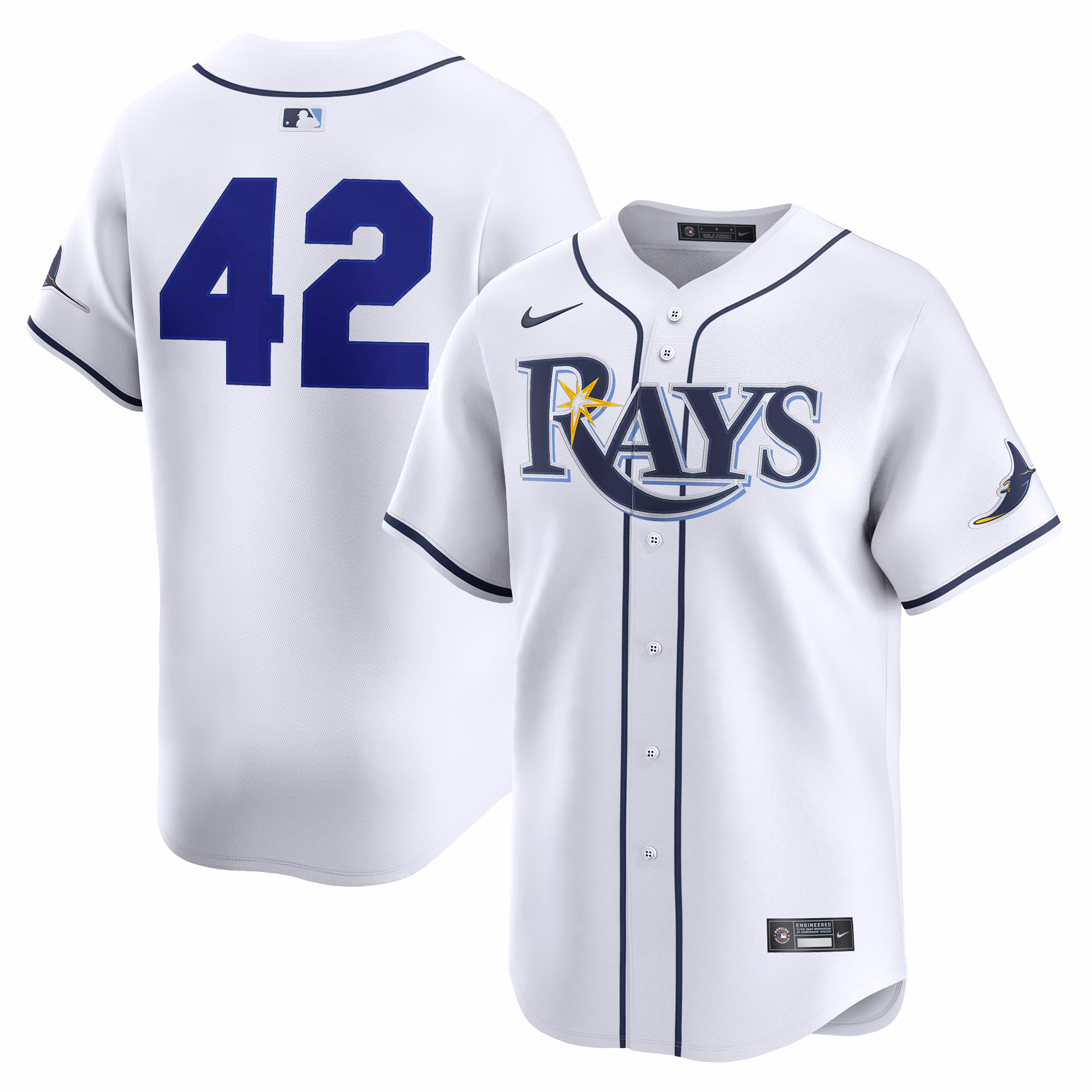 Men's Tampa Bay Rays White Home 2025 Jackie Robinson Day Limited Jersey