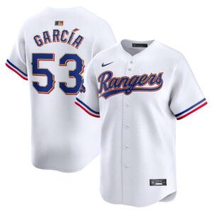 Men's Texas Rangers #53 Adolis Garcia  White 2024 Gold Collection Limited Player Jersey