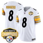 Aaron Rodgers #8 Pittsburgh Steelers 2025 AFC North Division Champions Vapor Limited Jersey - All Stitched
