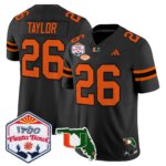 Sean Taylor #26 Miami Hurricanes MIA 2026 The Fiesta Bowl & Florida Patch Vapor Limited Jersey - All Stitched