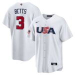 Los Angeles Dodgers #3 Mookie Betts 2023 World Baseball Classic White  Men's USA Jersey