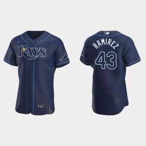 Men's Tampa Bay Rays #43 Harold Ramirez Navy Alternate Flex Base Jersey