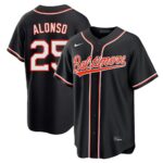 Pete Alonso #25 Baltimore Orioles Fashion Replica Black Out Jersey - Black