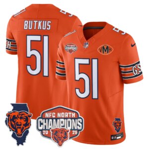 Dick Butkus #51 Chicago Bears CHI 2025 NFC North Champions Patch Jersey V2 - All Stitched
