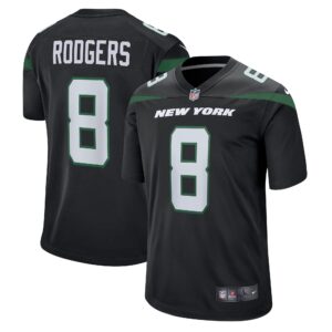 Aaron Rodgers New York Jets  Youth Game Jersey - Stealth Black