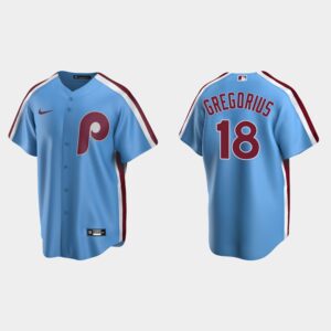 Men's Philadelphia Phillies #18 Didi Gregorius Light Blue Cooperstown Collection Road Jersey