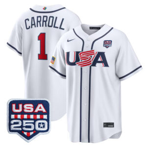 Corbin Carroll #1 USA Baseball 250th Patch 2026 World Baseball Classic Home Stadium Jersey - White