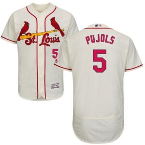 St. Louis Cardinals #5 Albert Pujols Cream Flexbase Collection Stitched Jersey