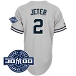 New York Yankees #2 Derek Jeter Grey W/3000 Hits Patch Stitched Jersey