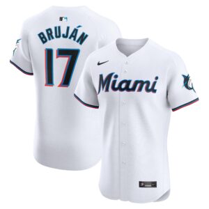 Men's Miami Marlins Vidal Brujan  White Home Elite Player Jersey
