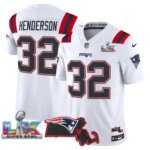 TreVeyon Henderson #32 New England Patriots Super Bowl LX Patch Vapor Limited Game Jersey - All Stitched