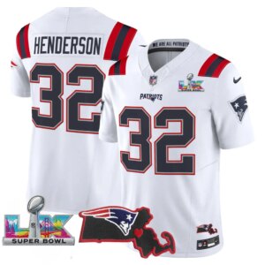 TreVeyon Henderson #32 New England Patriots Super Bowl LX Patch Vapor Limited Game Jersey - All Stitched