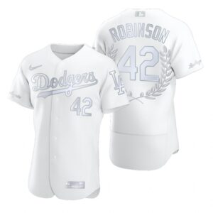 Men's Los Angeles Dodgers #42 Jackie Robinson White  Flexbase Fashion Jersey