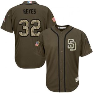 Men's San Diego Padres #32 Franmil Reyes Green Salute to Service Majestic Jersey