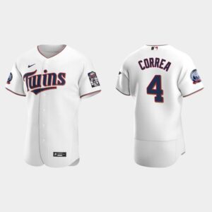 Men's Minnesota Twins #4 Carlos Correa Flex Base Home Jersey - White