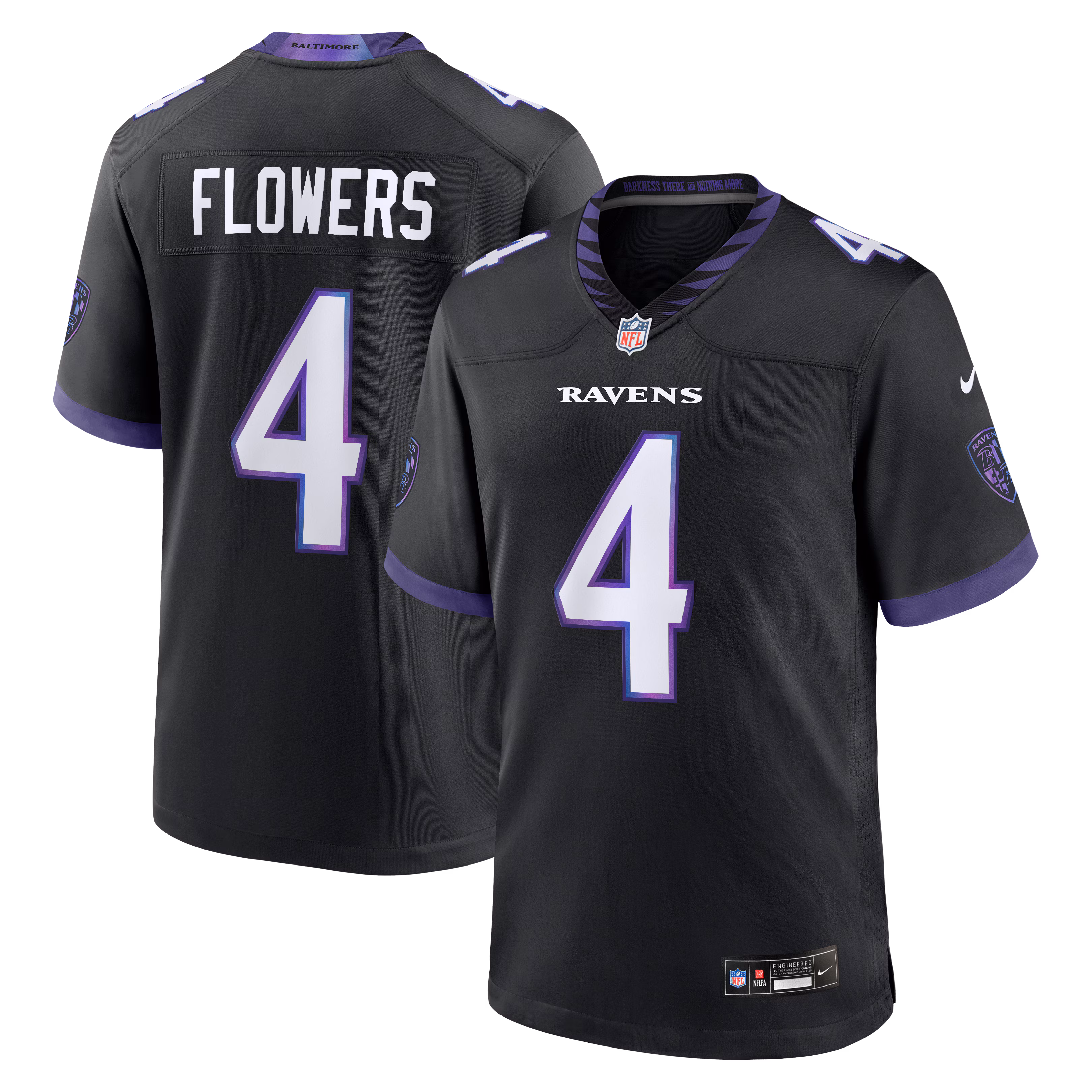 Men's Baltimore Ravens Zay Flowers #4 Black Alternate Game Jersey