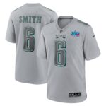 DeVonta Smith Philadelphia Eagles  Super Bowl LVII Patch Atmosphere Fashion Game Jersey - Gray