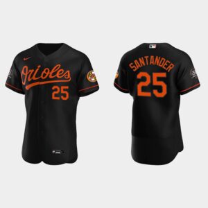 Men's Baltimore Orioles #25 Anthony Santander 30th Anniversary Black Flex Base Jersey