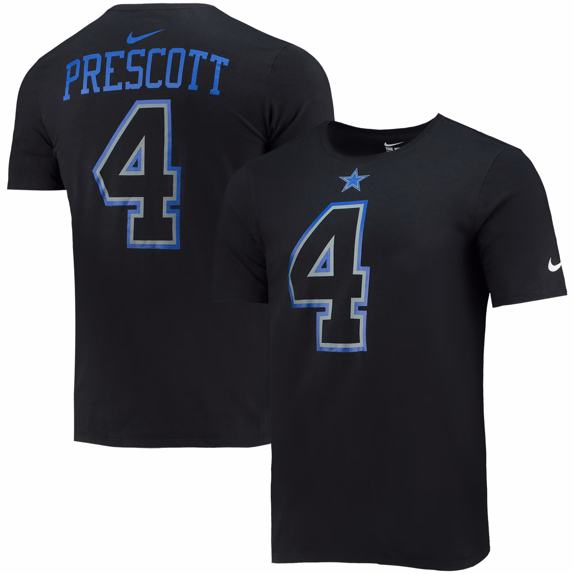 Men's Dak Prescott Black Dallas Cowboys Name & Number T-Shirt