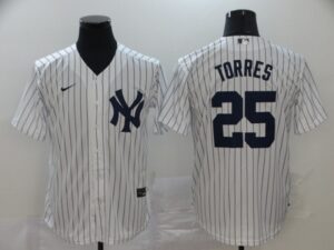 Men's New York Yankees #25 Gleyber Torres White Home Stitched Cool Base  Jersey