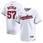 Men's Cleveland Guardians #57 Shane Bieber  White Home Limited Player Jersey