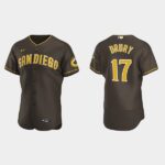 Men's San Diego Padres #17 Brandon Drury Flex Base Road Jersey - Brown